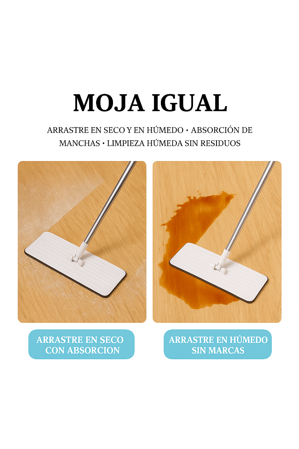 Fregona con cubo autoescurrible con 3 mopas